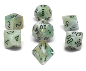 CHX27409 Green/Dark Green Marble 7PC Polyhedral Dice Set image 0